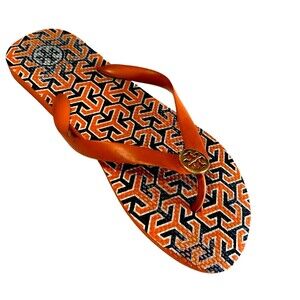 Tory Burch Womens Flipflop Thong Flat Orange Sandals Size 7 /7.5